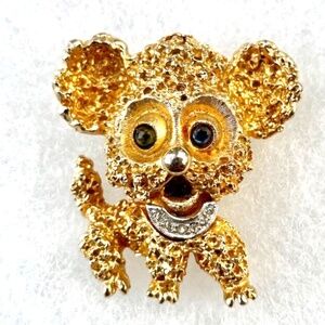 Vintage gold plated signed Polcini Rare Koala Brooch